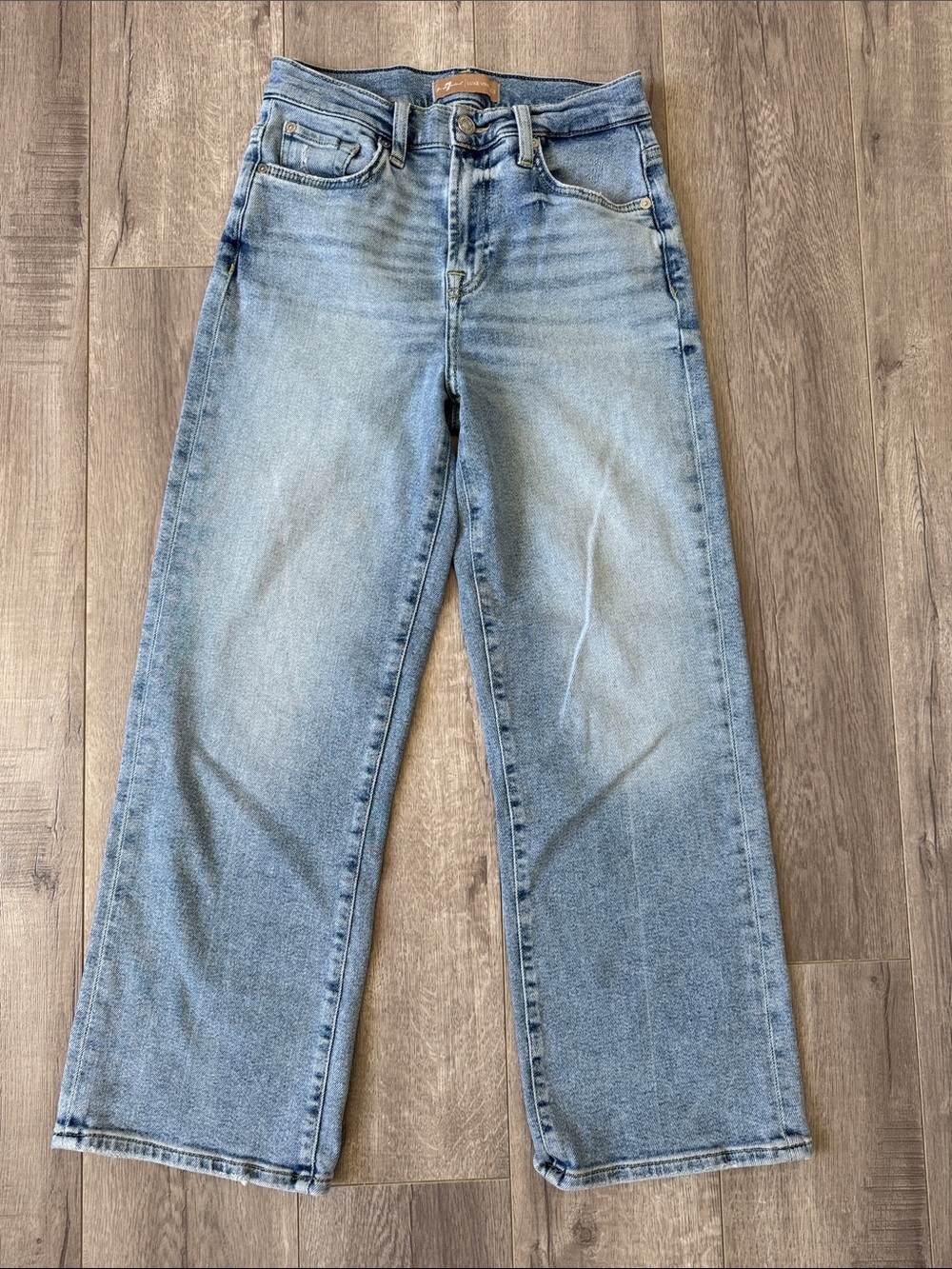 7 For All Mankind Cropped Alexa High Rise Straight Leg Jeans Sz 26 Luxe Vintage - Picture 2 of 8